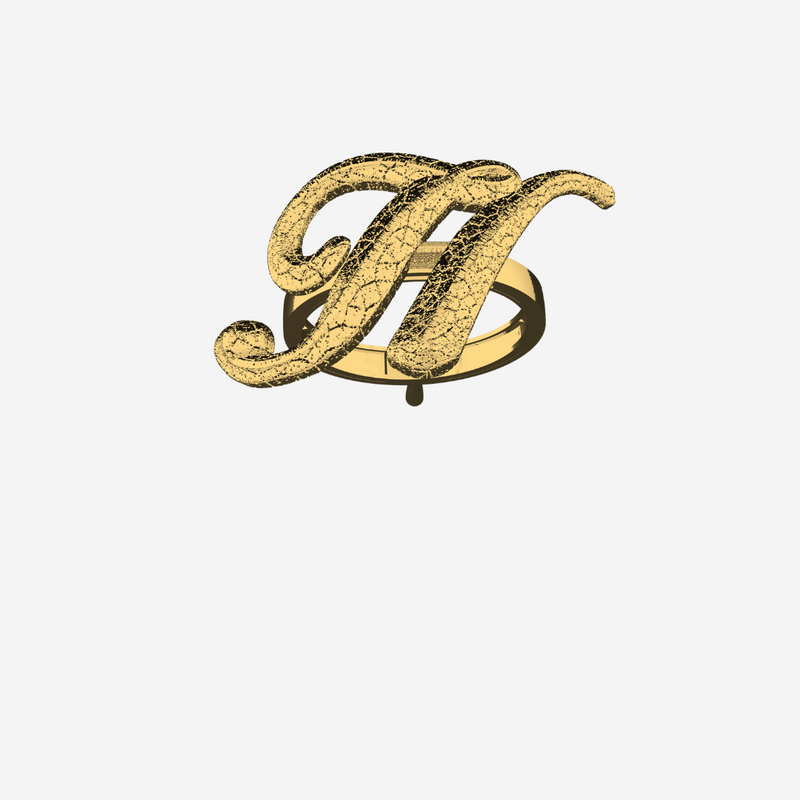 Alphabet Textured Ring - Letter H