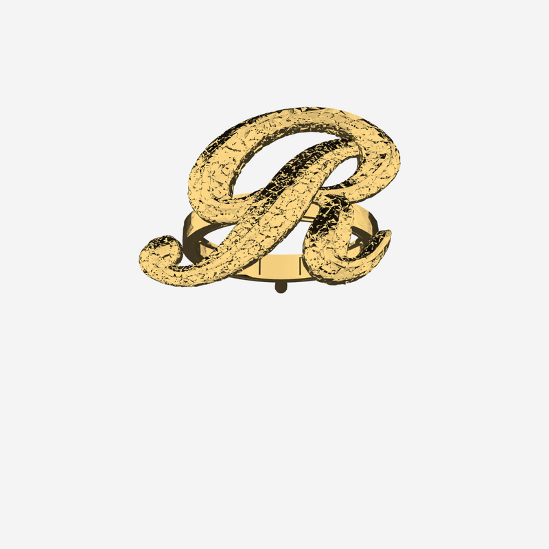 Alphabet Textured Ring - Letter R