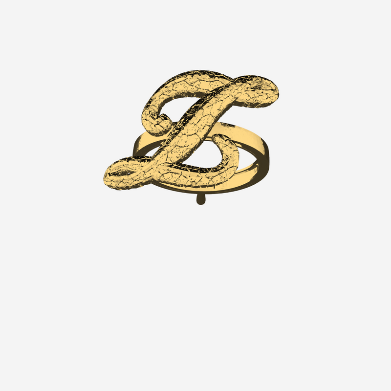 Alphabet Textured Ring - Letter Z
