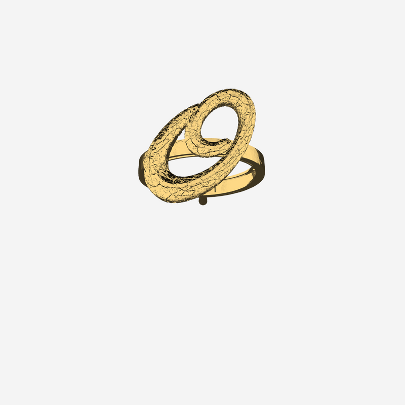 Alphabet Textured Ring - Letter O